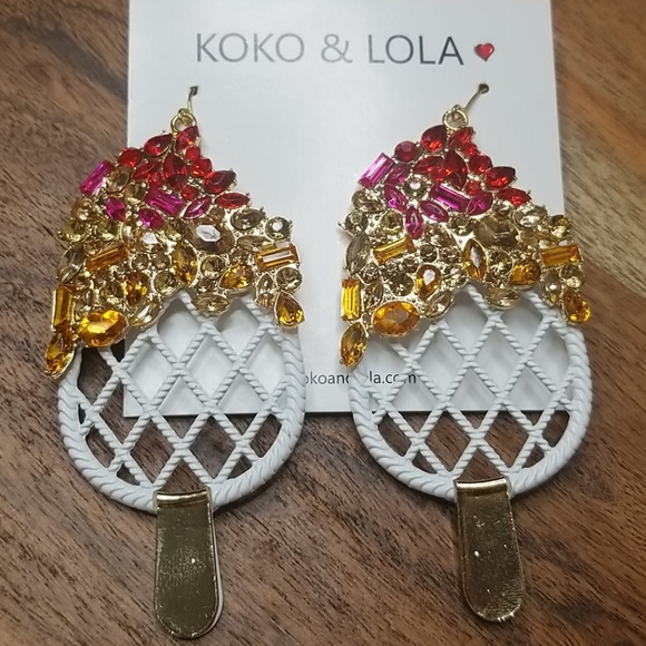 Rhinestone Ice Cream Drop Earrings - Picture 2 of 9